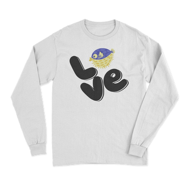 Love Fishing Blue Blowfish Globe Men Long Sleeve Shirt